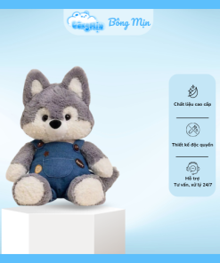Gấu bông cáo cam chó husky chạy bộ dễ thương, Cáo đoàn gia hứa mặc yếm bò chất liệu lông cừu cao cấp